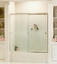 framed tub enclosure with clear glass and sliding door