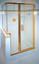 square framed shower enclosure with swinging door