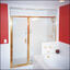 wall framed shower enclosure with swinging door