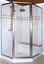 hexagonal framed shower enclosure with swinging door