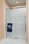 rectangle shower enclosure with waterfall decorative heavy glass swinging door