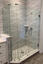 rectangle shower enclosure with waterfall decorative heavy glass swinging door